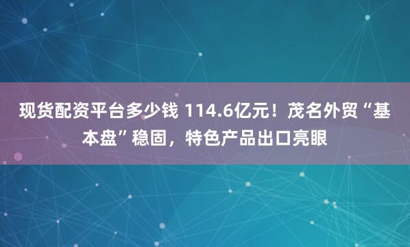 现货配资平台多少钱 114.6亿元!茂名外贸“基本盘”稳固,特色产品出口亮眼