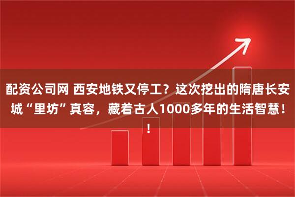 配资公司网 西安地铁又停工?这次挖出的隋唐长安城“里坊”真容,藏着古人1000多年的生活智慧!